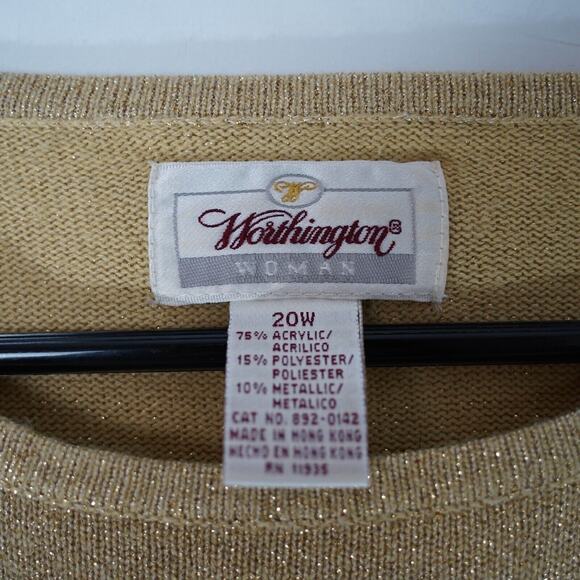 Vtg Worthington Womens Sweater Gold Sweatshirt Plus 20 W Party Cocktail New Year - Picture 5 of 7
